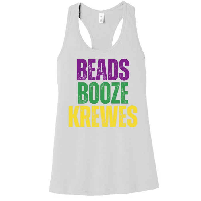 Beads Booze Krewes Mardi Gras Vintage Women's Racerback Tank