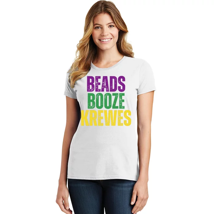 Beads Booze Krewes Mardi Gras Vintage Women's T-Shirt