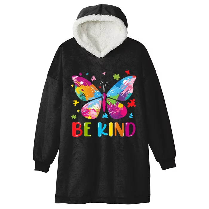 Butterfly Be Kind Autism Awareness Hooded Wearable Blanket