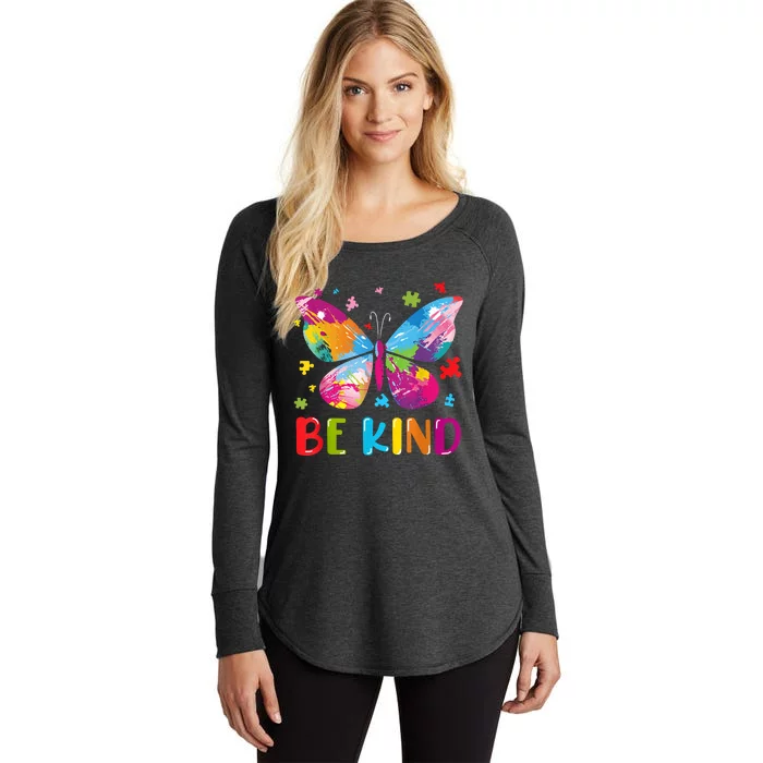 Butterfly Be Kind Autism Awareness Women's Perfect Tri Tunic Long Sleeve Shirt