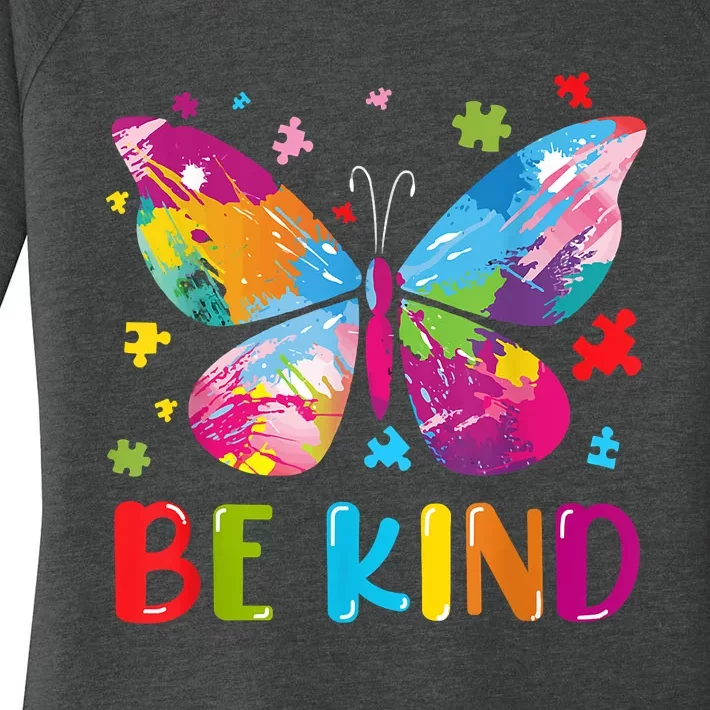 Butterfly Be Kind Autism Awareness Women's Perfect Tri Tunic Long Sleeve Shirt