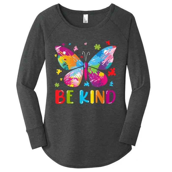 Butterfly Be Kind Autism Awareness Women's Perfect Tri Tunic Long Sleeve Shirt