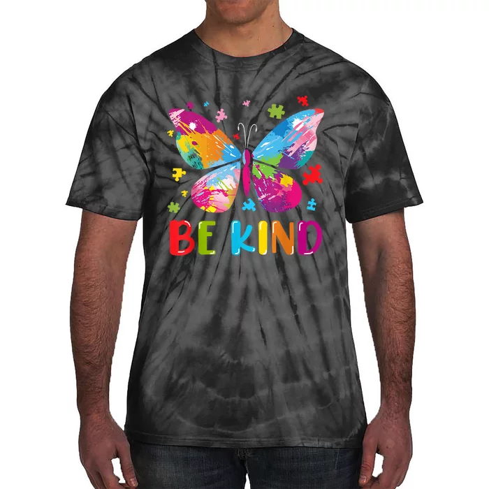 Butterfly Be Kind Autism Awareness Tie-Dye T-Shirt