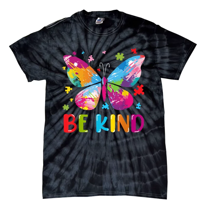 Butterfly Be Kind Autism Awareness Tie-Dye T-Shirt