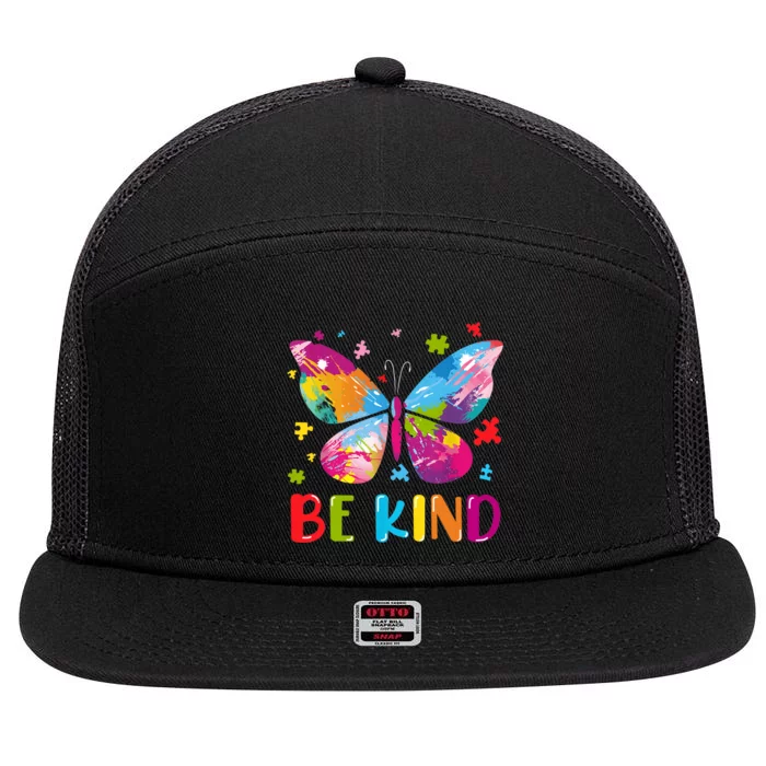 Butterfly Be Kind Autism Awareness 7 Panel Mesh Trucker Snapback Hat