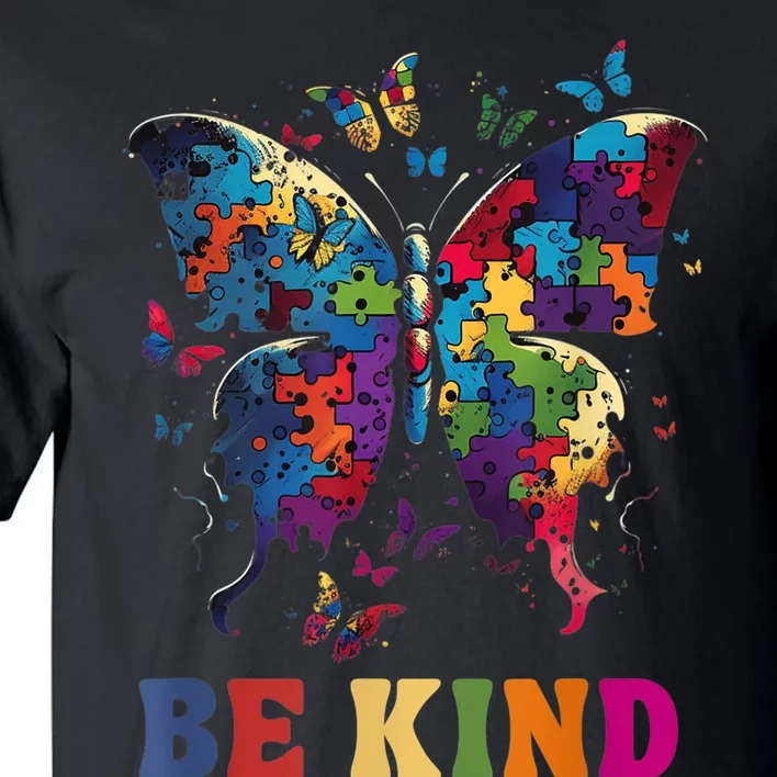 Butterfly Be Kind Autism Awareness Month Gifts m.e.n Wo Tall T-Shirt