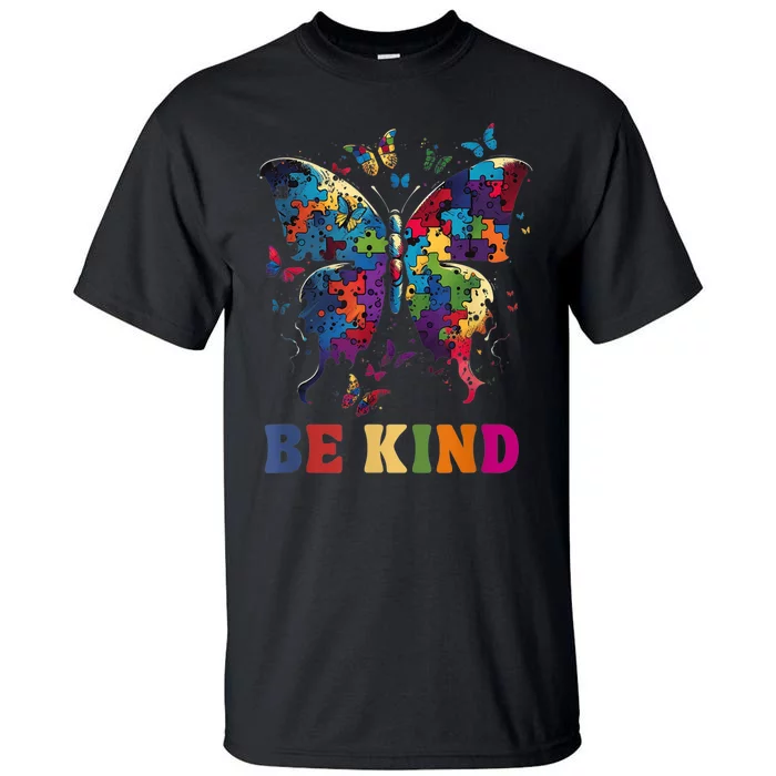 Butterfly Be Kind Autism Awareness Month Gifts m.e.n Wo Tall T-Shirt