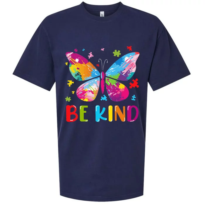 Butterfly Be Kind Autism Awareness Sueded Cloud Jersey T-Shirt