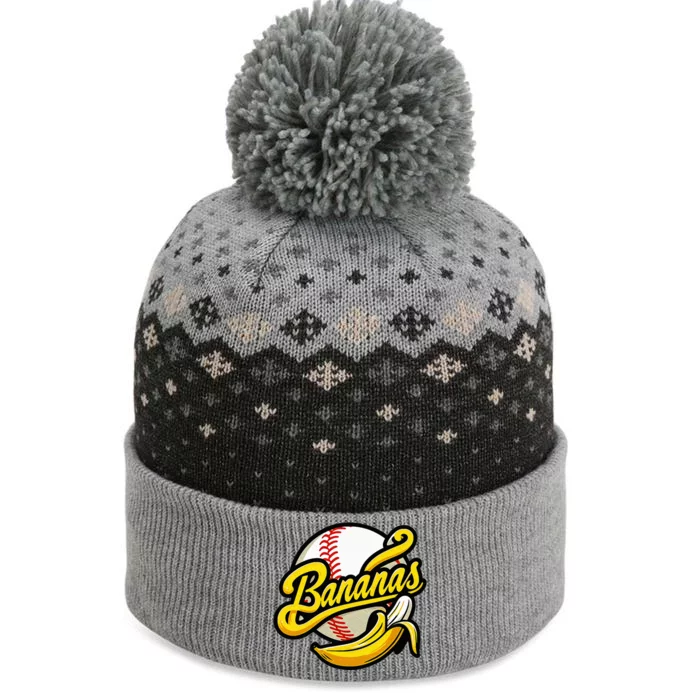 Banana Baseball Lover Cool Game The Baniff Cuffed Pom Beanie