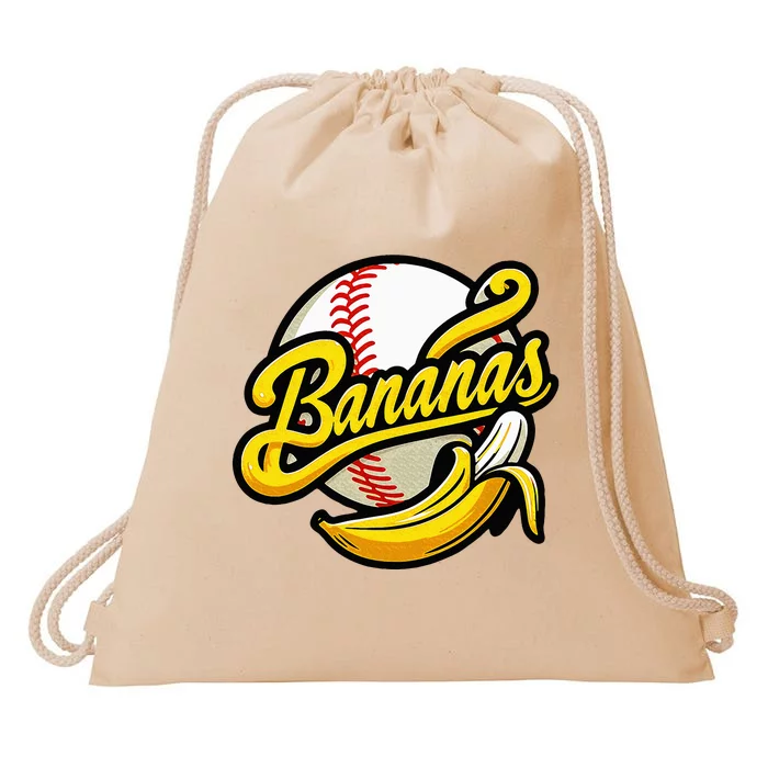 Banana Baseball Lover Cool Game Drawstring Bag