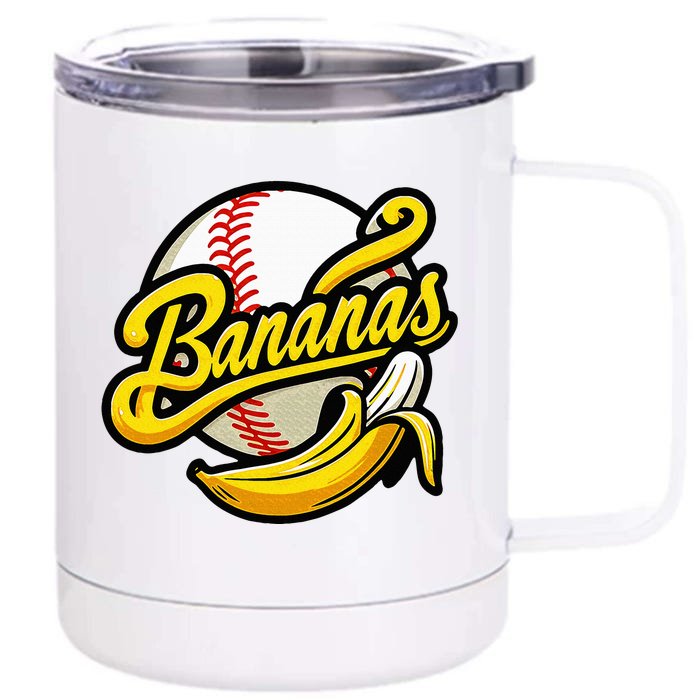 Banana Baseball Lover Cool Game Front & Back 12oz Stainless Steel Tumbler Cup