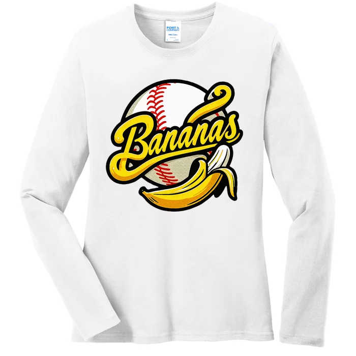 Banana Baseball Lover Cool Game Ladies Long Sleeve Shirt