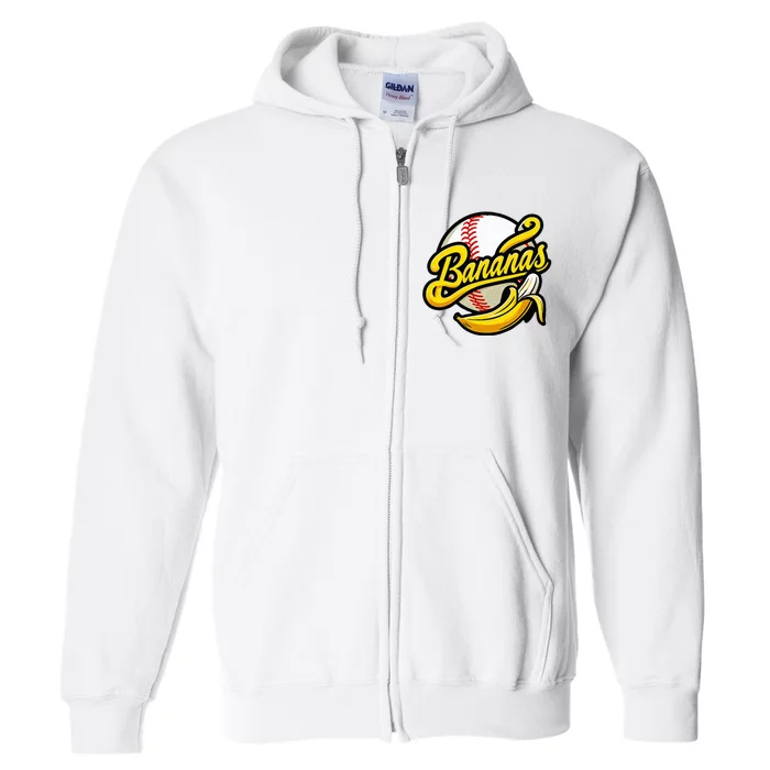 Banana Baseball Lover Cool Game Full Zip Hoodie