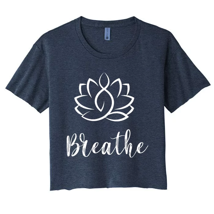 Breathe Buddha Lotus Flower Meditation Yoga Women's Crop Top Tee