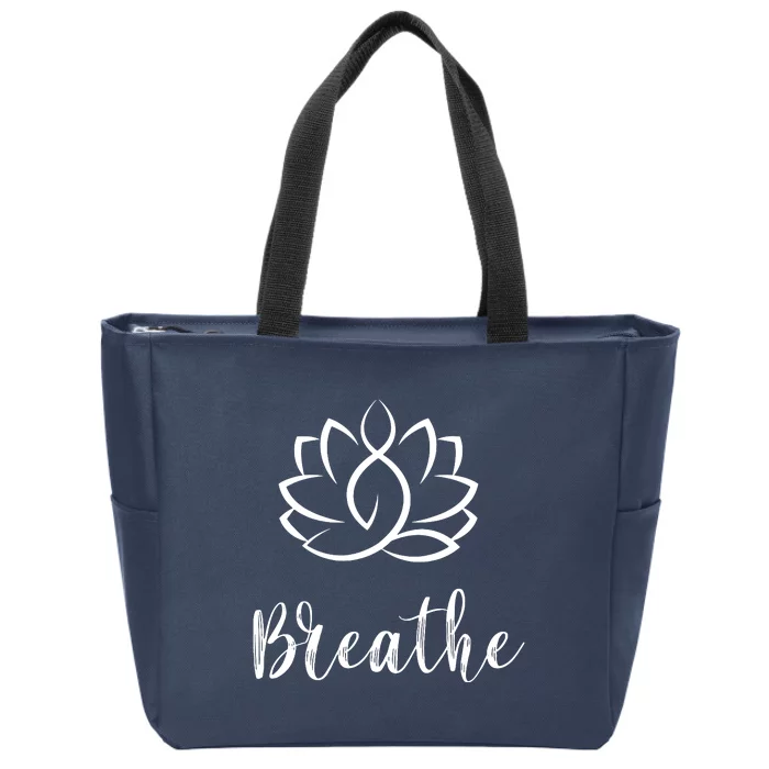 Breathe Buddha Lotus Flower Meditation Yoga Zip Tote Bag