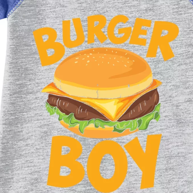 Burger Boy Loves Cheeseburger And Hamburger Gift Infant Baby Jersey Bodysuit