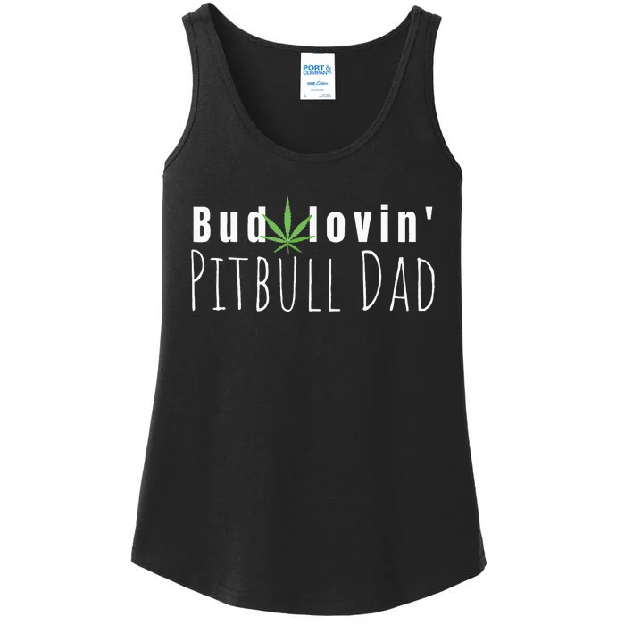 Best Bud Lovin Pitbull Dad Ever Funny Pitbull Owner Gift Ladies Essential Tank