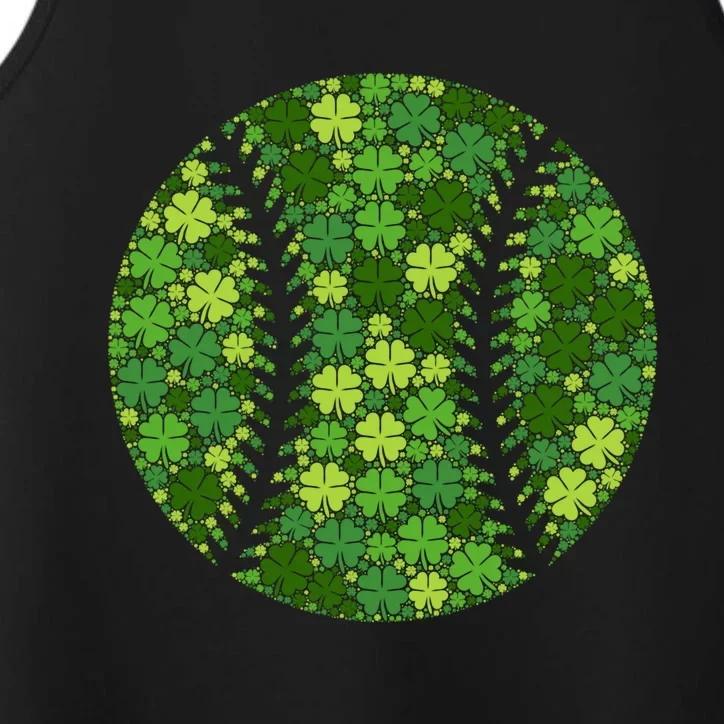 Baseball Ball Lucky Green Shamrock Clover Gift St Patricks Day Gift Performance Tank