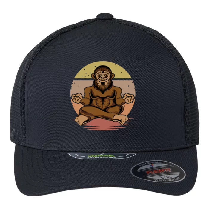 Buddha Bigfoot Lotus Big Foot Sasquatch Yeti Chill Namaste Funny Gift Flexfit Unipanel Trucker Cap