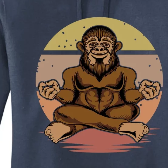 Buddha Bigfoot Lotus Big Foot Sasquatch Yeti Chill Namaste Funny Gift Women's Pullover Hoodie