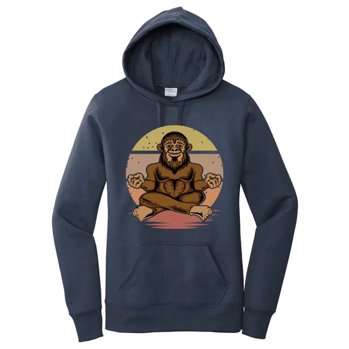 Buddha Bigfoot Lotus Big Foot Sasquatch Yeti Chill Namaste Funny Gift Women's Pullover Hoodie