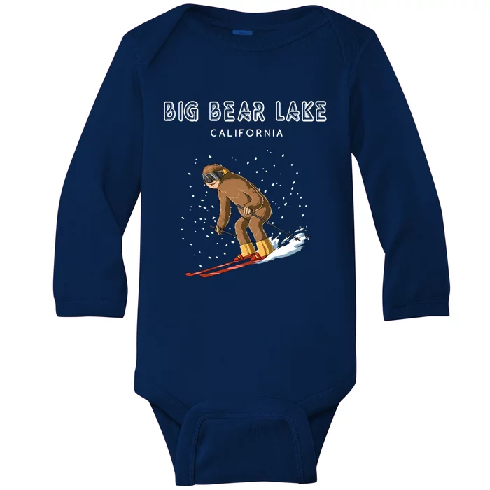 Big Bear Lake California Sloth Ski Meaningful Gift Baby Long Sleeve Bodysuit