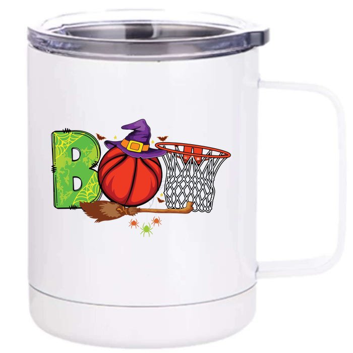 Boo Basketball Lovers Scary Funny Halloween Costume Boy Front & Back 12oz Stainless Steel Tumbler Cup