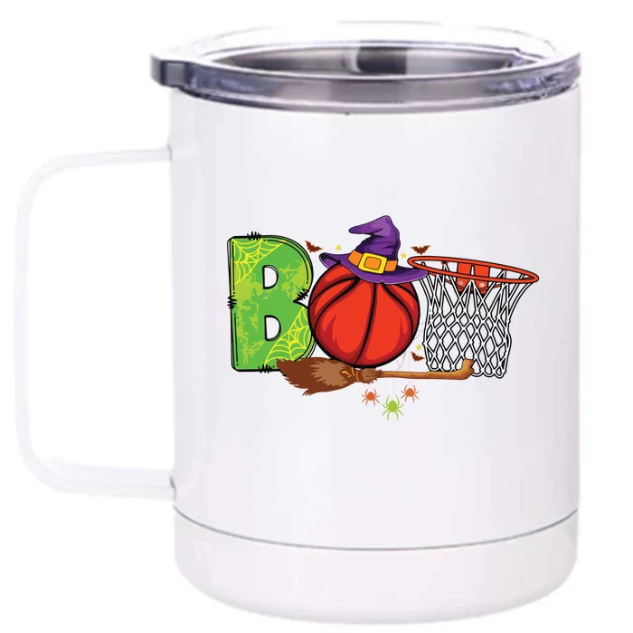 Boo Basketball Lovers Scary Funny Halloween Costume Boy Front & Back 12oz Stainless Steel Tumbler Cup