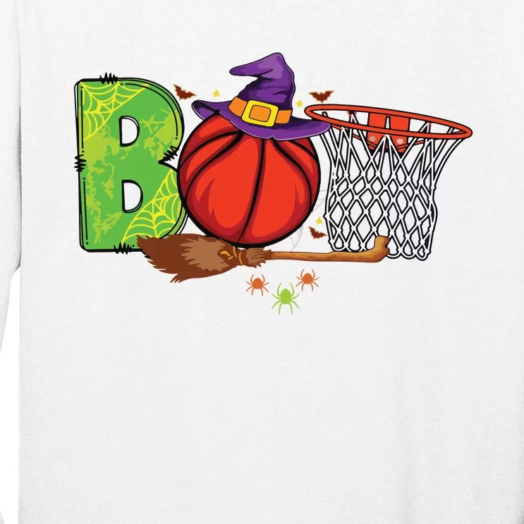 Boo Basketball Lovers Scary Funny Halloween Costume Boy Tall Long Sleeve T-Shirt