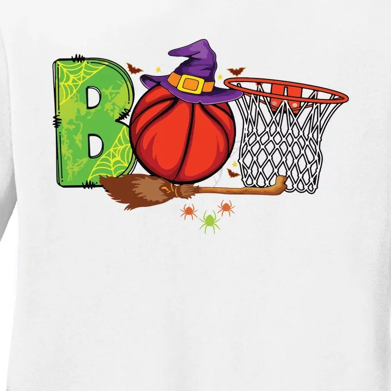 Boo Basketball Lovers Scary Funny Halloween Costume Boy Ladies Long Sleeve Shirt