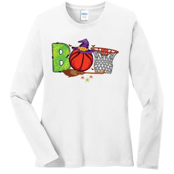 Boo Basketball Lovers Scary Funny Halloween Costume Boy Ladies Long Sleeve Shirt