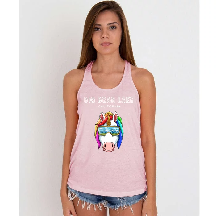 Big Bear Lake California Usa Ski And Snowboard Unicorn Great Gift Women's Knotted Racerback Tank