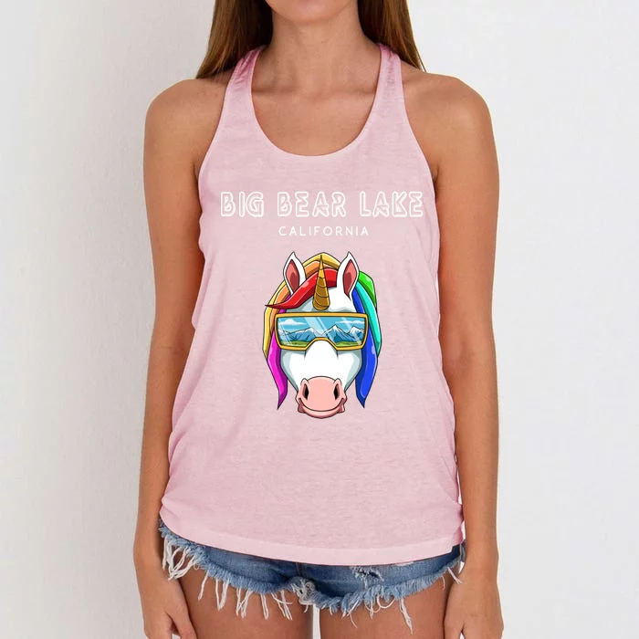 Big Bear Lake California Usa Ski And Snowboard Unicorn Great Gift Women's Knotted Racerback Tank