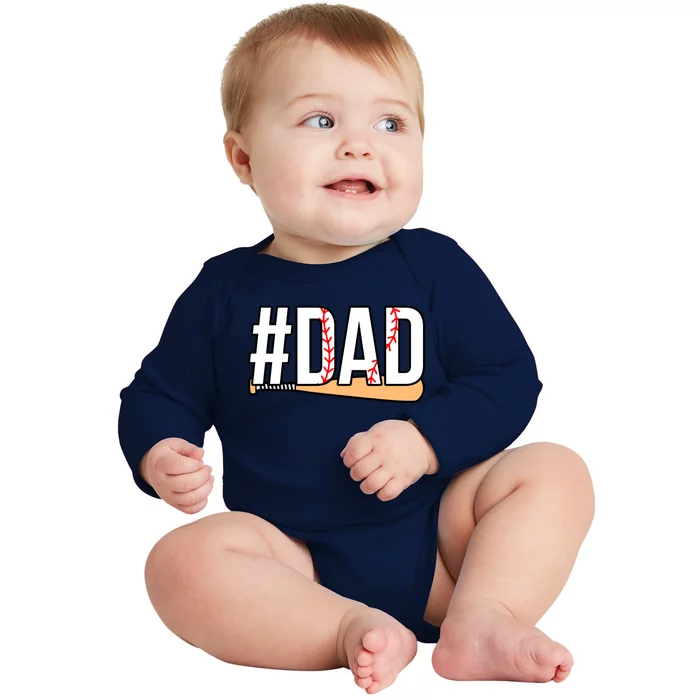 Best Baseball Lover Dad Coach Sports Player Graphic Meaningful Gift Baby Long Sleeve Bodysuit