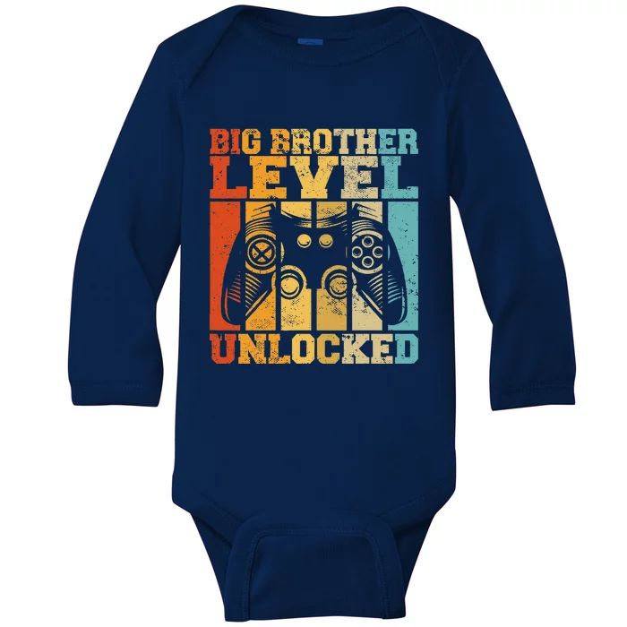 Big Brother Level Unlocked Baby Announcement Gaming Gamer Baby Long Sleeve Bodysuit