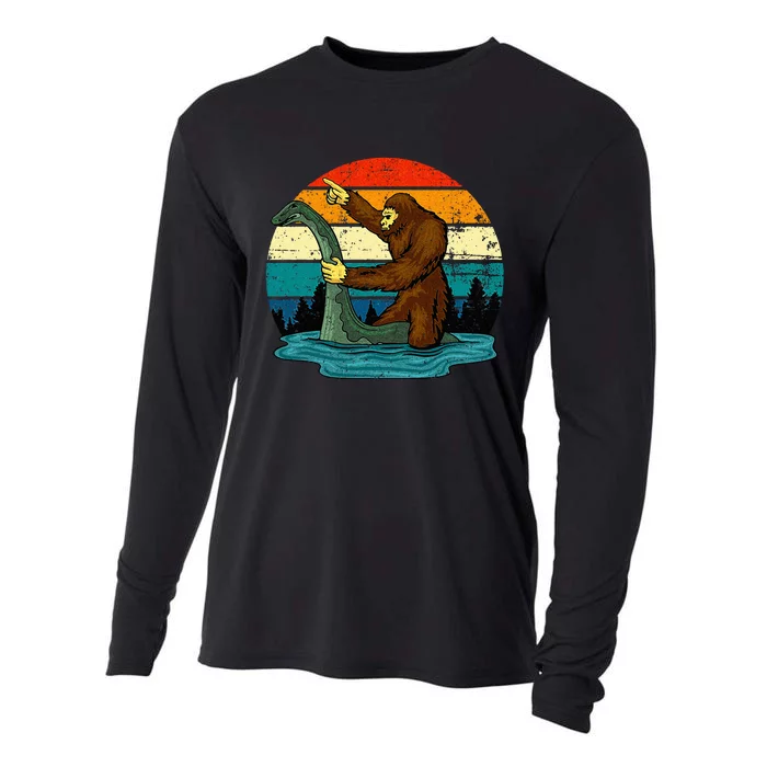 Bigfoot Bigfoot Lover Tee Retro Mythical Creatures Cooling Performance Long Sleeve Crew