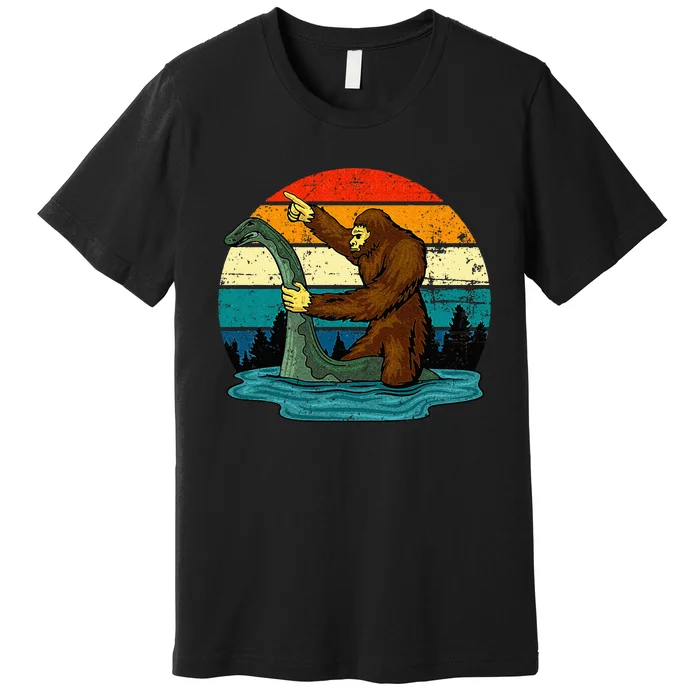 Bigfoot Bigfoot Lover Tee Retro Mythical Creatures Premium T-Shirt