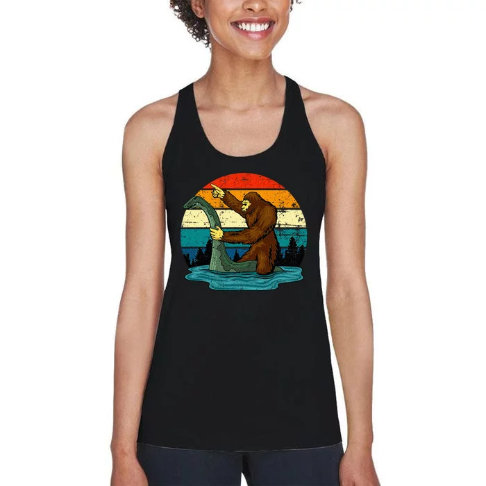 Bigfoot Bigfoot Lover Tee Retro Mythical Creatures Women's Racerback Tank