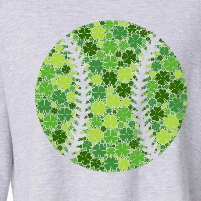 Baseball Ball Lucky Green Shamrock Clover Gift St Patricks Day Gift Cropped Pullover Crew