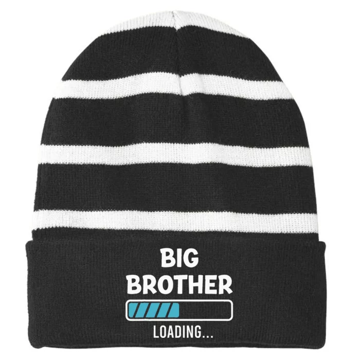 Big Brother Loading Pregnancy Announcement Striped Beanie with Solid Band