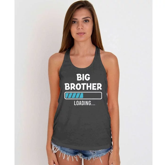 Big Brother Loading Pregnancy Announcement Women's Knotted Racerback Tank