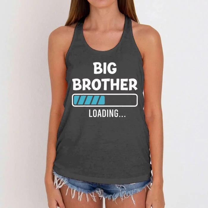 Big Brother Loading Pregnancy Announcement Women's Knotted Racerback Tank