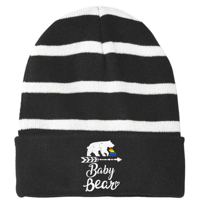 Baby Bear Lgbt Lgbtq Rainbow Pride Gay Lesbian Striped Beanie with Solid Band