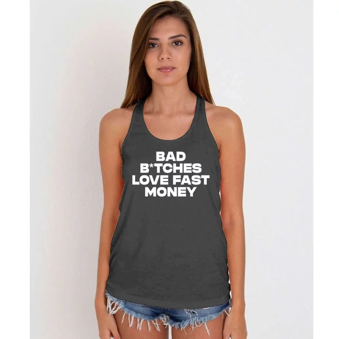 Bad BTches Love Fast Money Women's Knotted Racerback Tank