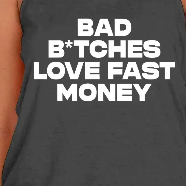 Bad BTches Love Fast Money Women's Knotted Racerback Tank