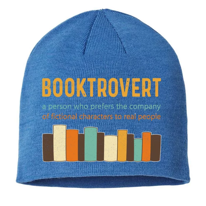 Booktrovert Book Lover Book Worm Reading Nerd Retro Colors Funny Gift 8 1/2in Sustainable Knit Beanie