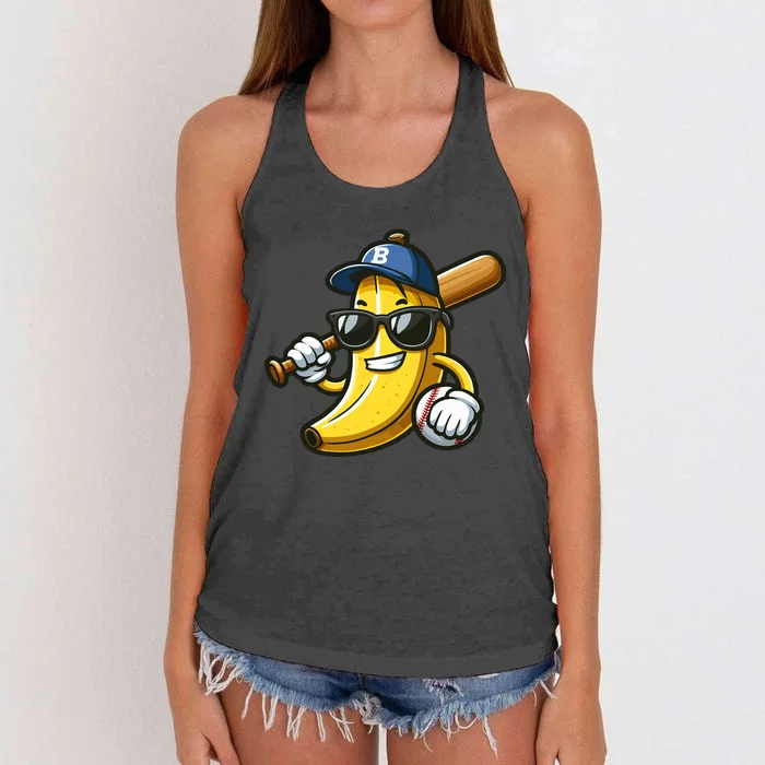 Banana Baseball Lover Cool Game Women's Knotted Racerback Tank