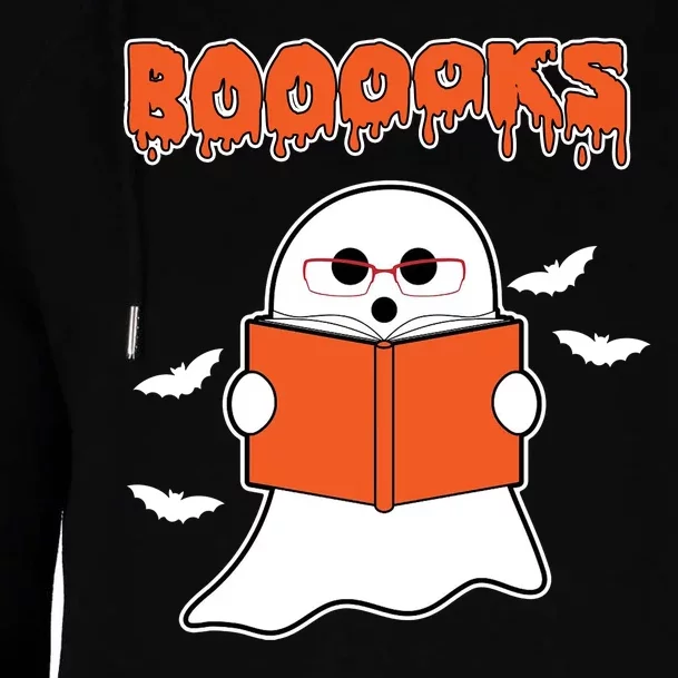 Booooks Book Lover Halloween Ghost Boo Womens Funnel Neck Pullover Hood