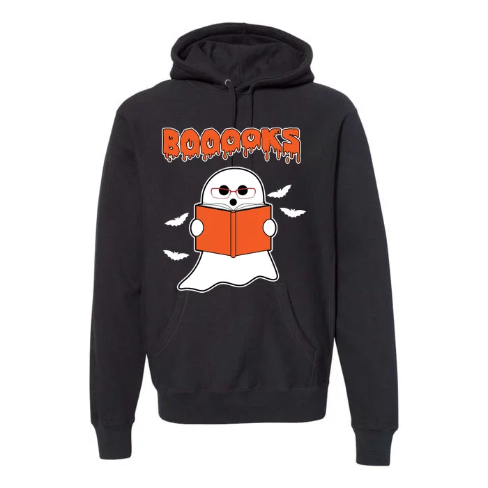 Booooks Book Lover Halloween Ghost Boo Premium Hoodie