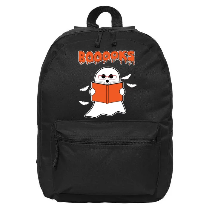 Booooks Book Lover Halloween Ghost Boo 16 in Basic Backpack